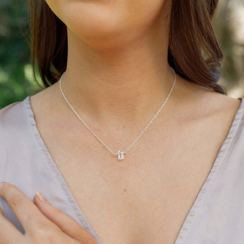 Double Terminated Crystal Quartz Mini Crystal Point Necklace - Double Terminated Crystal Quartz Mini Crystal Point Necklace - Sterling Silver - Luna Tide Handmade Crystal Jewellery