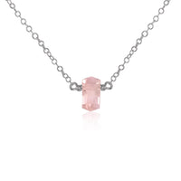 Double Terminated Crystal Necklace - Rose Quartz - Stainless Steel - Luna Tide Handmade Jewellery
