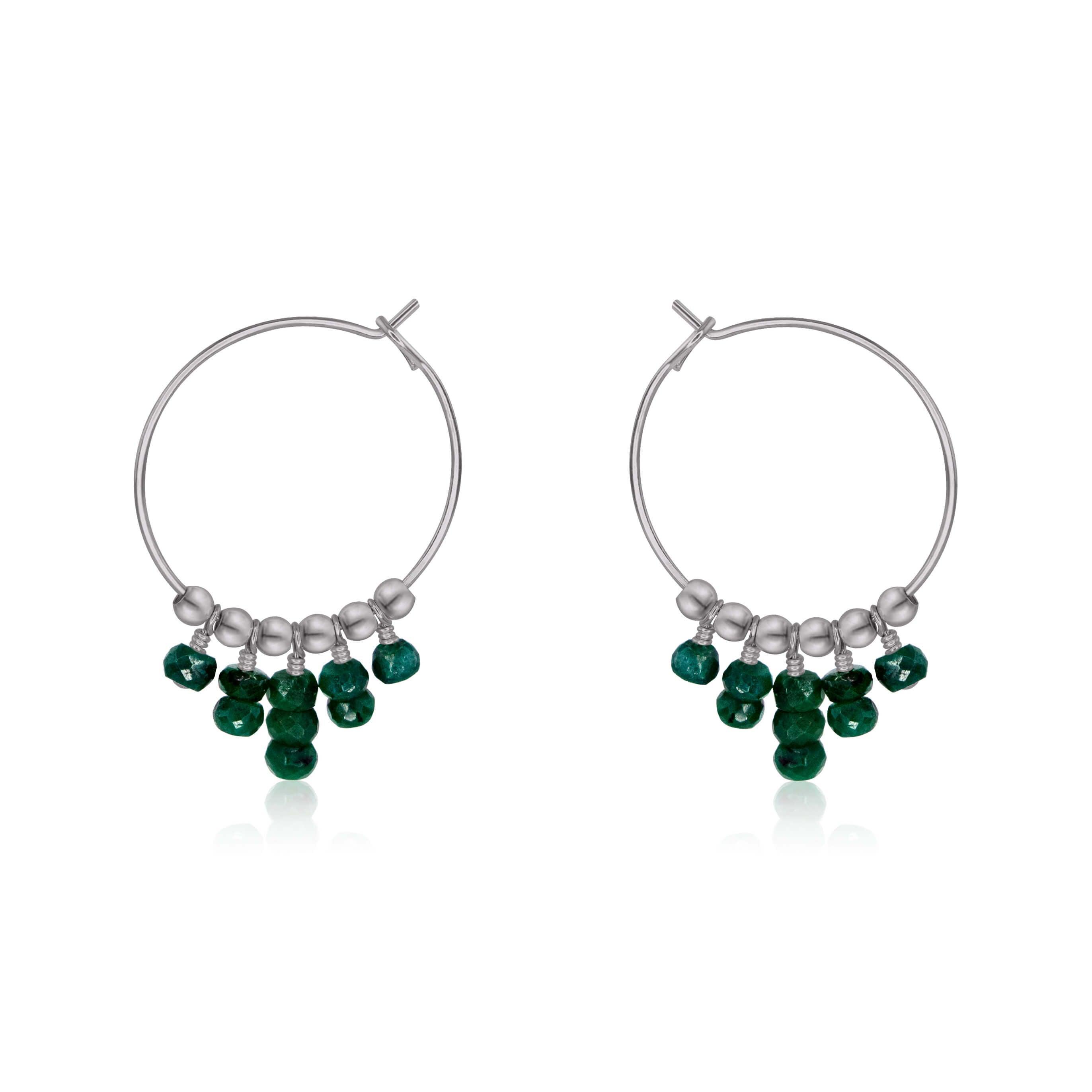 Emerald Statement Hoop Earrings - Emerald Statement Hoop Earrings - Stainless Steel - Luna Tide Handmade Crystal Jewellery