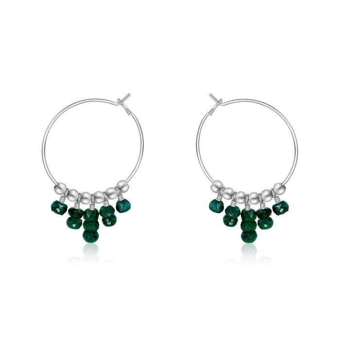 Emerald Statement Hoop Earrings - Emerald Statement Hoop Earrings - Sterling Silver - Luna Tide Handmade Crystal Jewellery