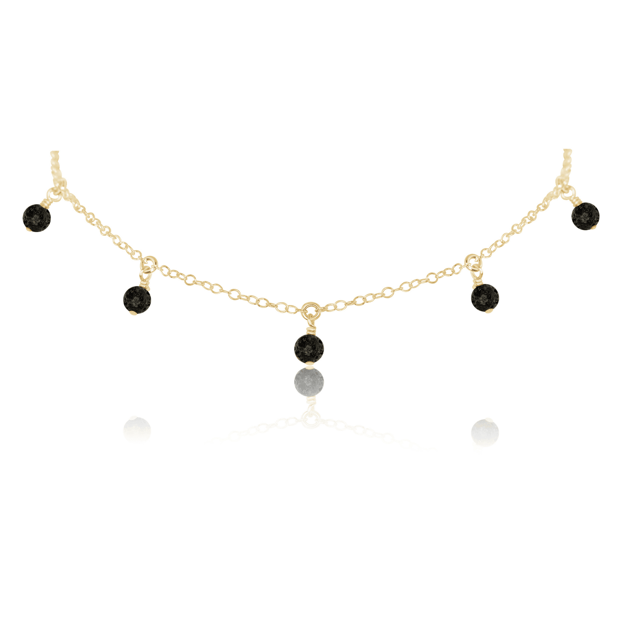Essential Oil Lava Stone Bead Drop Choker - Essential Oil Lava Stone Bead Drop Choker - 14k Gold Fill - Luna Tide Handmade Crystal Jewellery