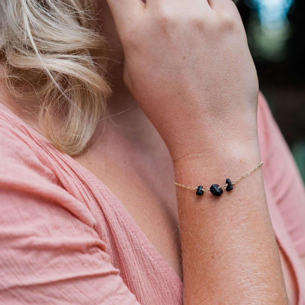 Essential Oil Lava Stone Beaded Chain Bracelet - Essential Oil Lava Stone Beaded Chain Bracelet - 14k Gold Fill - Luna Tide Handmade Crystal Jewellery