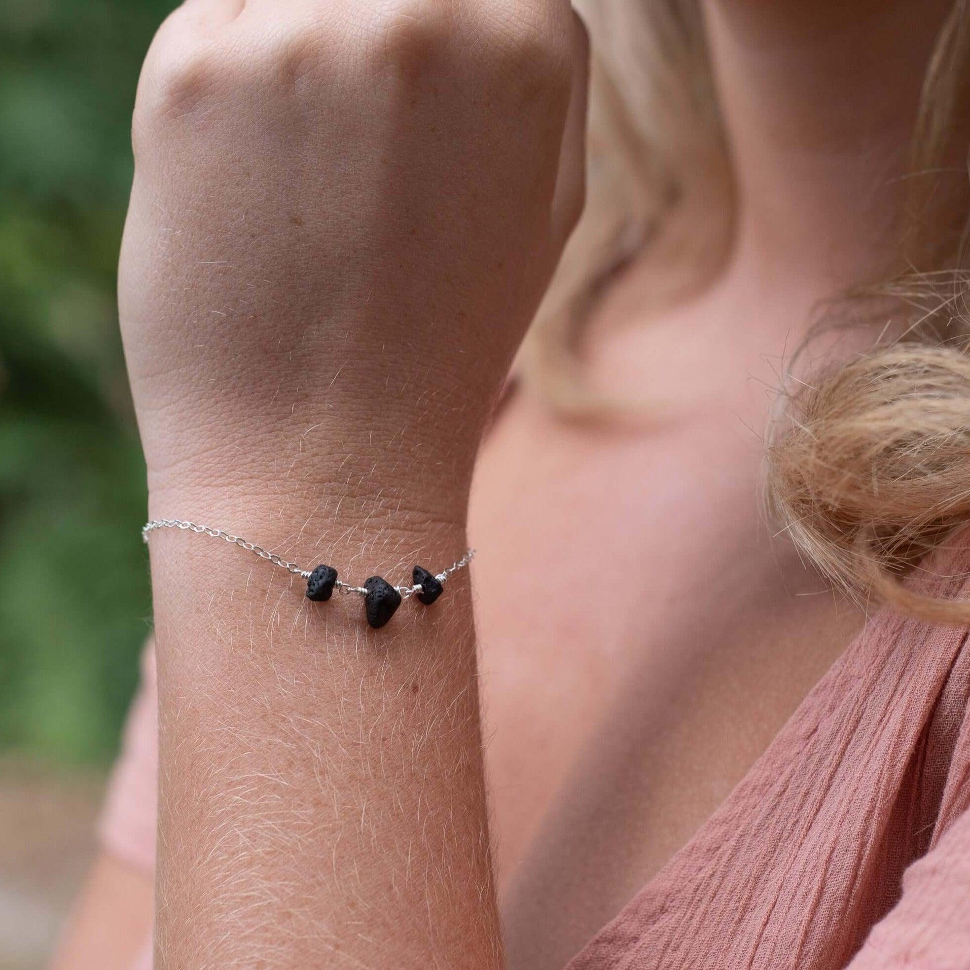 Essential Oil Lava Stone Beaded Chain Bracelet - Essential Oil Lava Stone Beaded Chain Bracelet - 14k Gold Fill - Luna Tide Handmade Crystal Jewellery