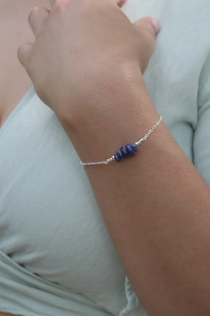 Lapis Lazuli Chip Bead Bar Bracelet