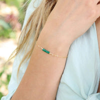 Faceted Bead Bar Bracelet - Emerald - 14K Gold Fill - Luna Tide Handmade Jewellery