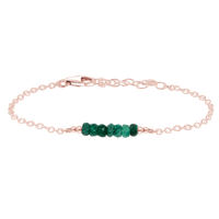 Faceted Bead Bar Bracelet - Emerald - 14K Rose Gold Fill - Luna Tide Handmade Jewellery