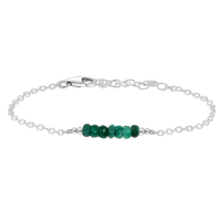 Faceted Bead Bar Bracelet - Emerald - Sterling Silver - Luna Tide Handmade Jewellery