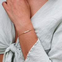 Faceted Bead Bar Bracelet - Freshwater Pearl - 14K Gold Fill - Luna Tide Handmade Jewellery