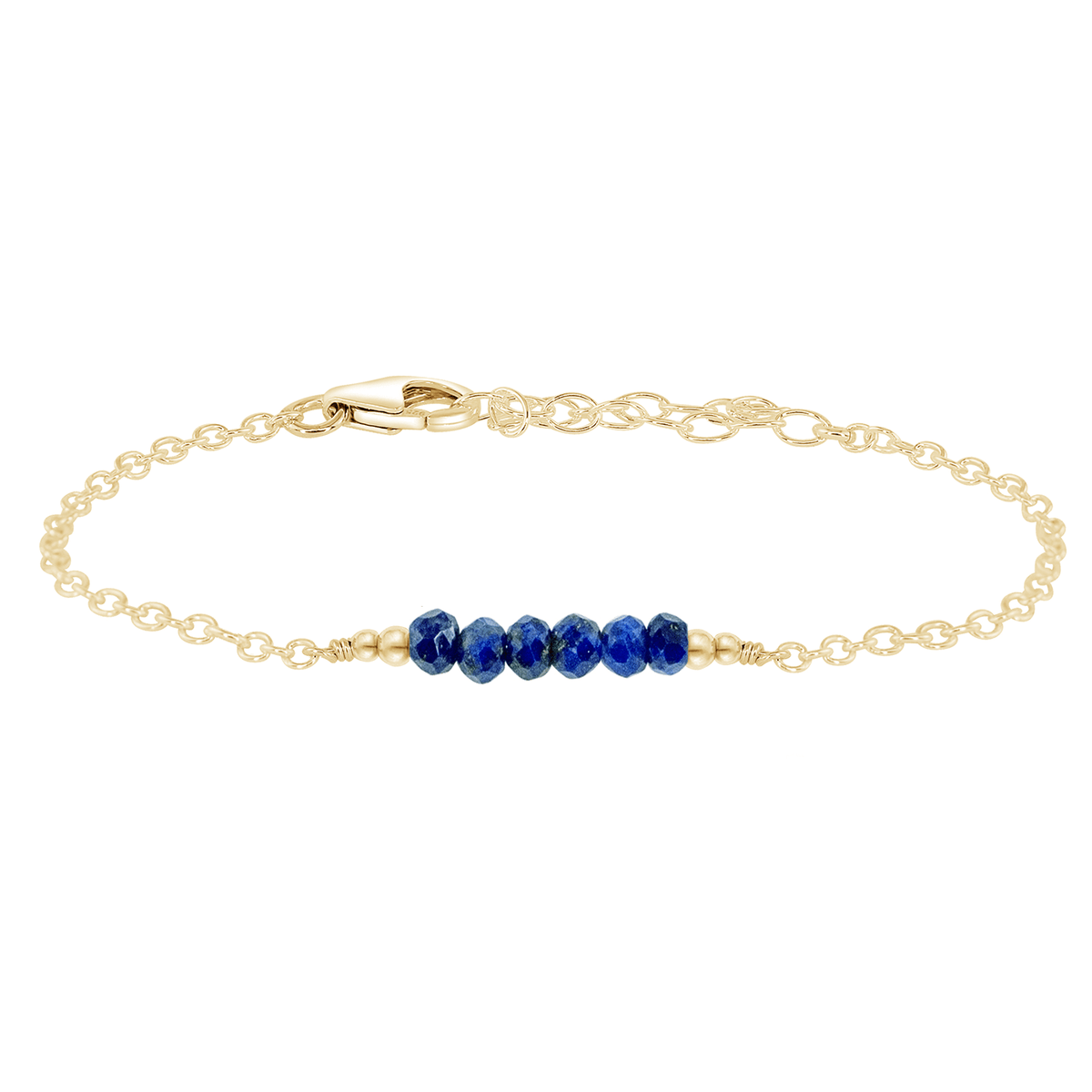 Faceted Bead Bar Bracelet - Lapis Lazuli - 14K Gold Fill - Luna Tide Handmade Jewellery