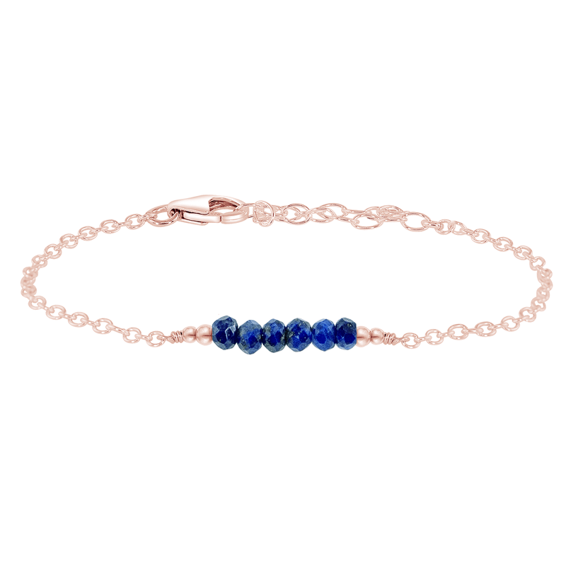 Faceted Bead Bar Bracelet - Lapis Lazuli - 14K Rose Gold Fill - Luna Tide Handmade Jewellery