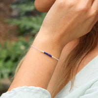 Faceted Bead Bar Bracelet - Lapis Lazuli - Sterling Silver - Luna Tide Handmade Jewellery