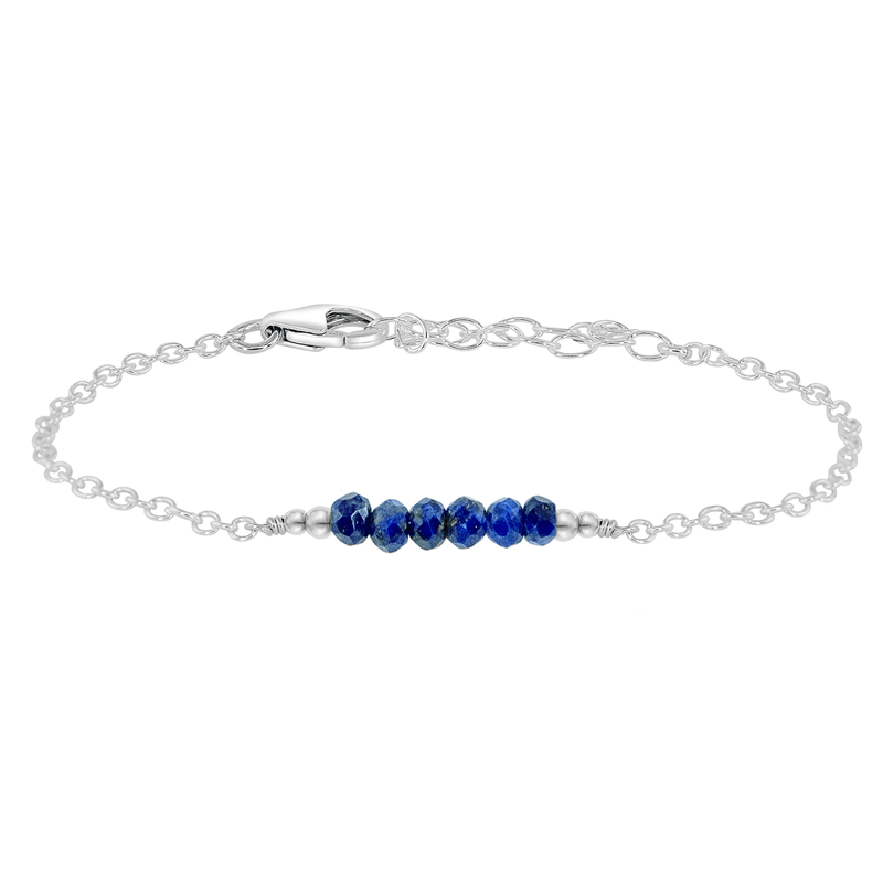 Faceted Bead Bar Bracelet - Lapis Lazuli - Sterling Silver - Luna Tide Handmade Jewellery