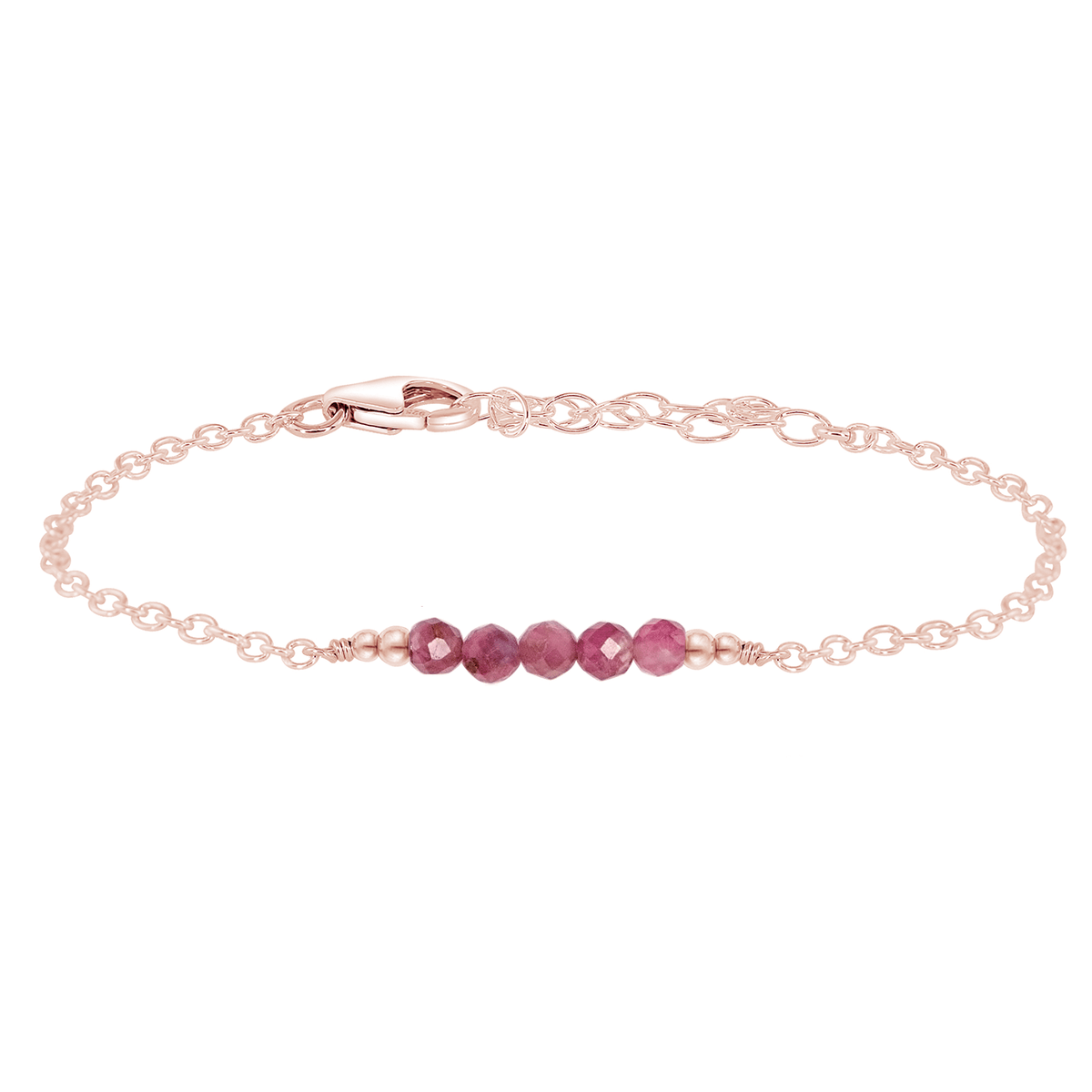 Faceted Bead Bar Bracelet - Pink Tourmaline - 14K Rose Gold Fill - Luna Tide Handmade Jewellery