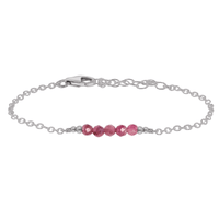 Faceted Bead Bar Bracelet - Pink Tourmaline - Stainless Steel - Luna Tide Handmade Jewellery