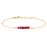 Faceted Bead Bar Bracelet - Ruby - 14K Gold Fill - Luna Tide Handmade Jewellery