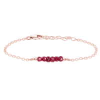 Faceted Bead Bar Bracelet - Ruby - 14K Rose Gold Fill - Luna Tide Handmade Jewellery