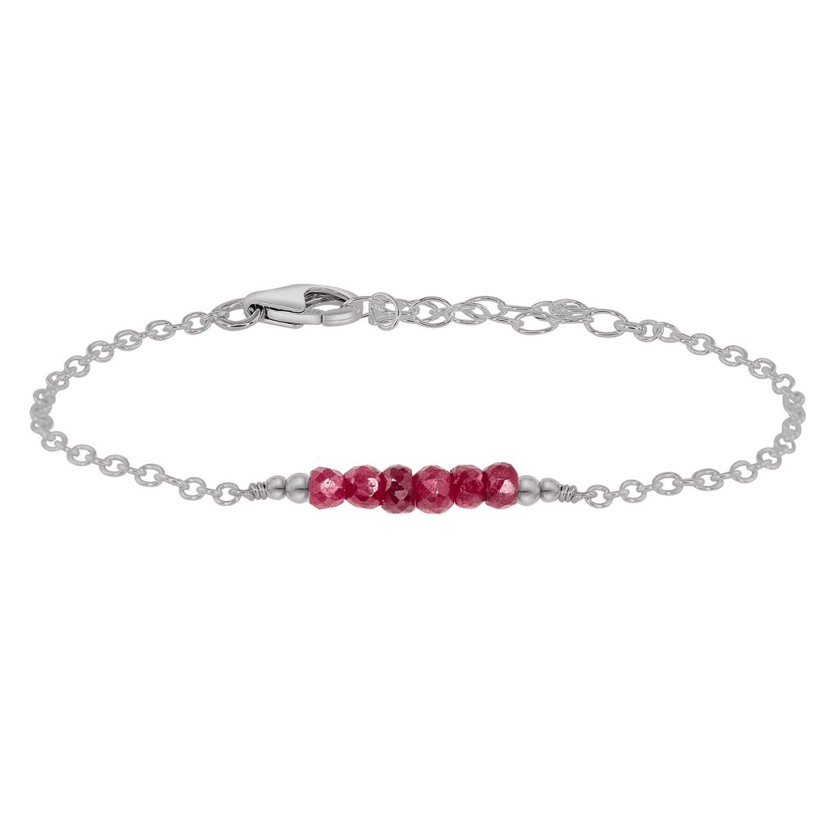 Faceted Bead Bar Bracelet - Ruby - Stainless Steel - Luna Tide Handmade Jewellery
