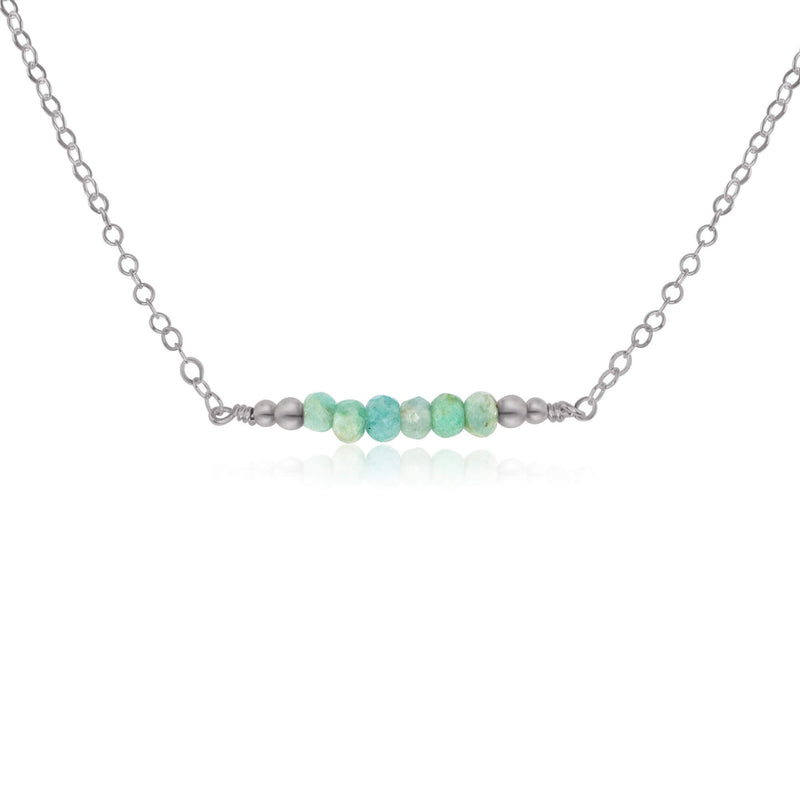 Faceted Bead Bar Necklace - Amazonite - Stainless Steel - Luna Tide Handmade Jewellery
