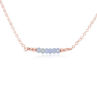 Faceted Bead Bar Necklace - Blue Lace Agate - 14K Rose Gold Fill - Luna Tide Handmade Jewellery