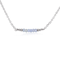 Faceted Bead Bar Necklace - Blue Lace Agate - Stainless Steel - Luna Tide Handmade Jewellery