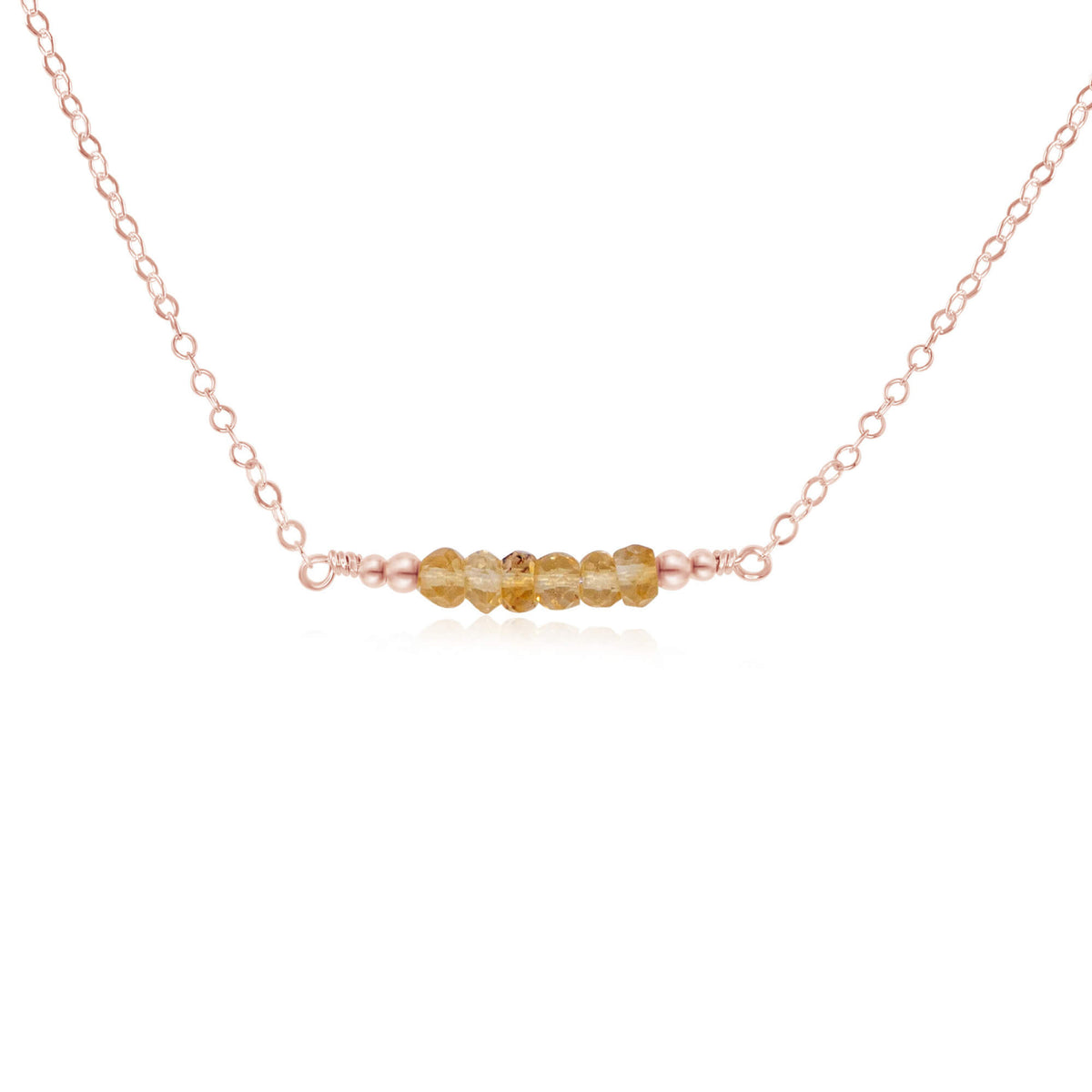 Faceted Bead Bar Necklace - Citrine - 14K Rose Gold Fill - Luna Tide Handmade Jewellery