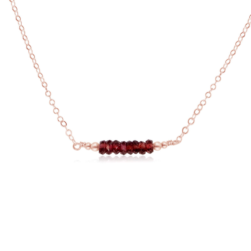 Faceted Bead Bar Necklace - Garnet - 14K Rose Gold Fill - Luna Tide Handmade Jewellery