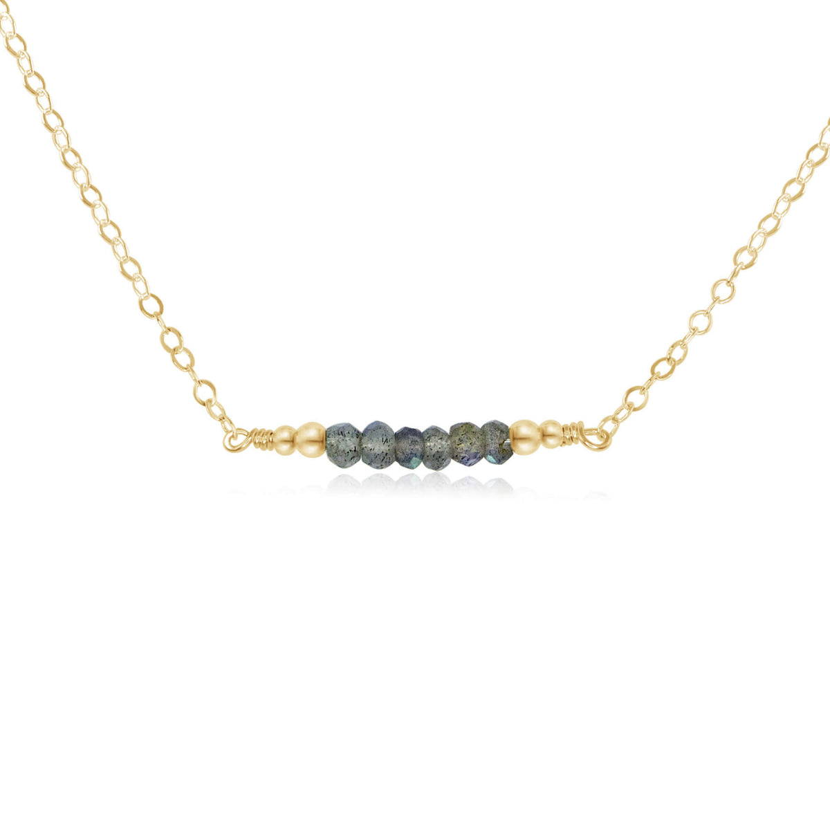 Faceted Bead Bar Necklace - Labradorite - 14K Gold Fill - Luna Tide Handmade Jewellery