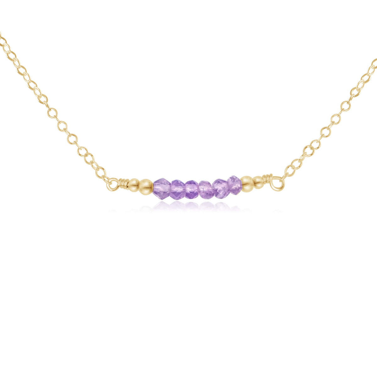 Faceted Bead Bar Necklace - Lavender Amethyst - 14K Gold Fill - Luna Tide Handmade Jewellery