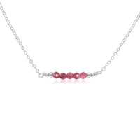 Faceted Bead Bar Necklace - Pink Tourmaline - Sterling Silver - Luna Tide Handmade Jewellery
