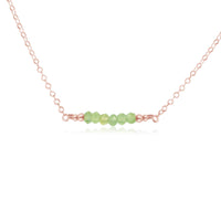 Faceted Bead Bar Necklace - Prehnite - 14K Rose Gold Fill - Luna Tide Handmade Jewellery