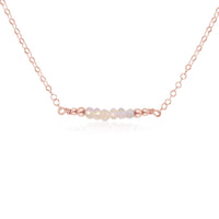 Faceted Bead Bar Necklace - Rainbow Moonstone - 14K Rose Gold Fill - Luna Tide Handmade Jewellery