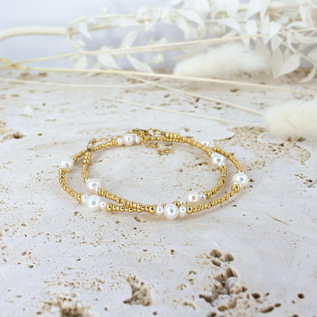 Freshwater Pearl Ancient Tides Choker Necklace - Freshwater Pearl Ancient Tides Choker Necklace - 14k Gold Fill - Luna Tide Handmade Crystal Jewellery