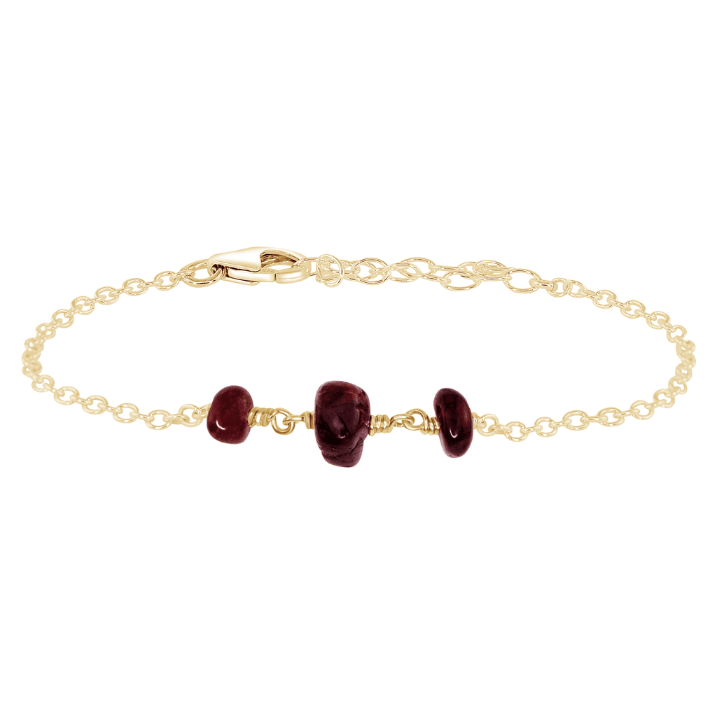 Garnet Beaded Chain Bracelet - Garnet Beaded Chain Bracelet - 14k Gold Fill - Luna Tide Handmade Crystal Jewellery