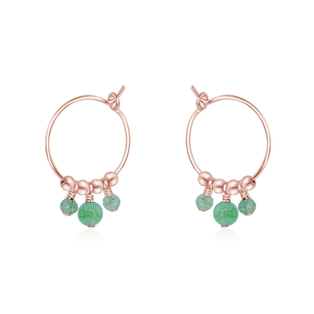 Hoop Earrings - Aventurine - 14K Rose Gold Fill - Luna Tide Handmade Jewellery