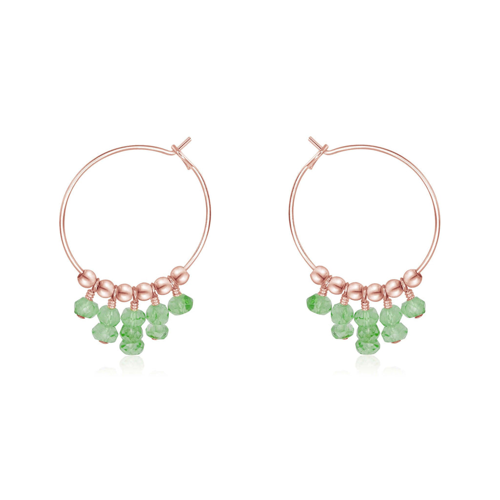 Green Aventurine Statement Hoop Earrings - Green Aventurine Statement Hoop Earrings - 14k Rose Gold Fill - Luna Tide Handmade Crystal Jewellery