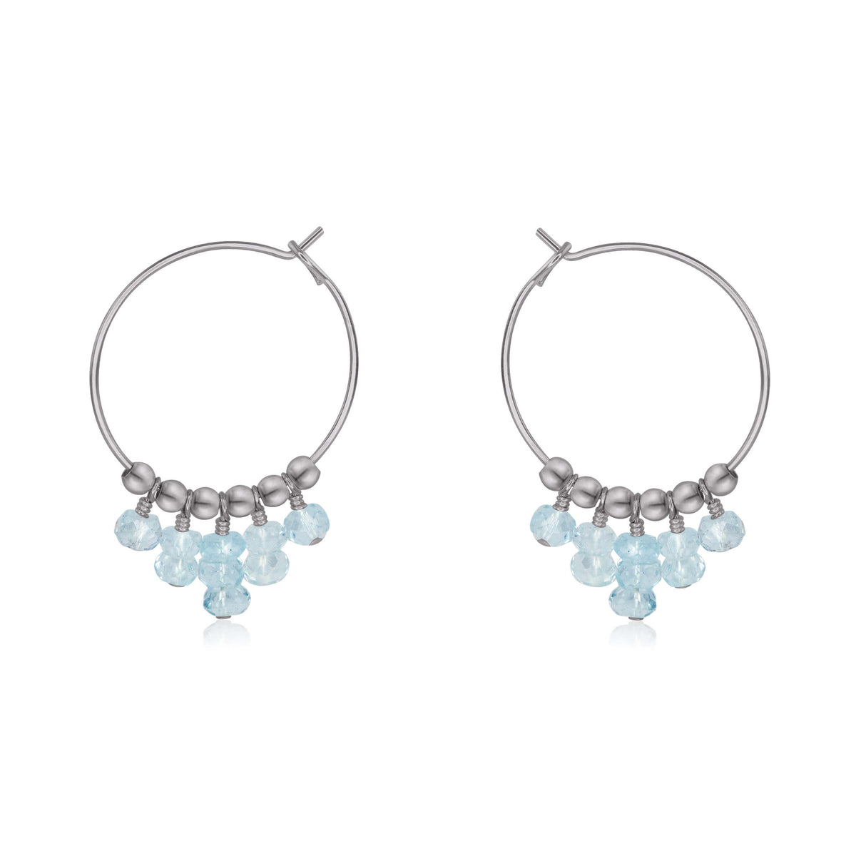 Hoop Earrings - Aquamarine - Stainless Steel - Luna Tide Handmade Jewellery