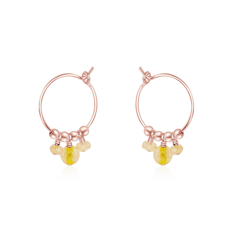 Hoop Earrings - Citrine - 14K Rose Gold Fill - Luna Tide Handmade Jewellery
