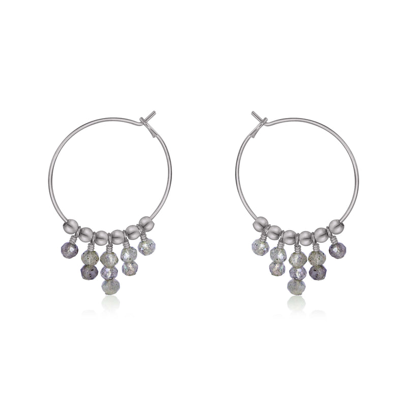 Hoop Earrings - Labradorite - Stainless Steel - Luna Tide Handmade Jewellery