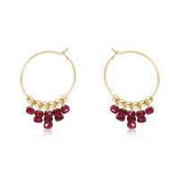 Hoop Earrings - Ruby - 14K Gold Fill - Luna Tide Handmade Jewellery
