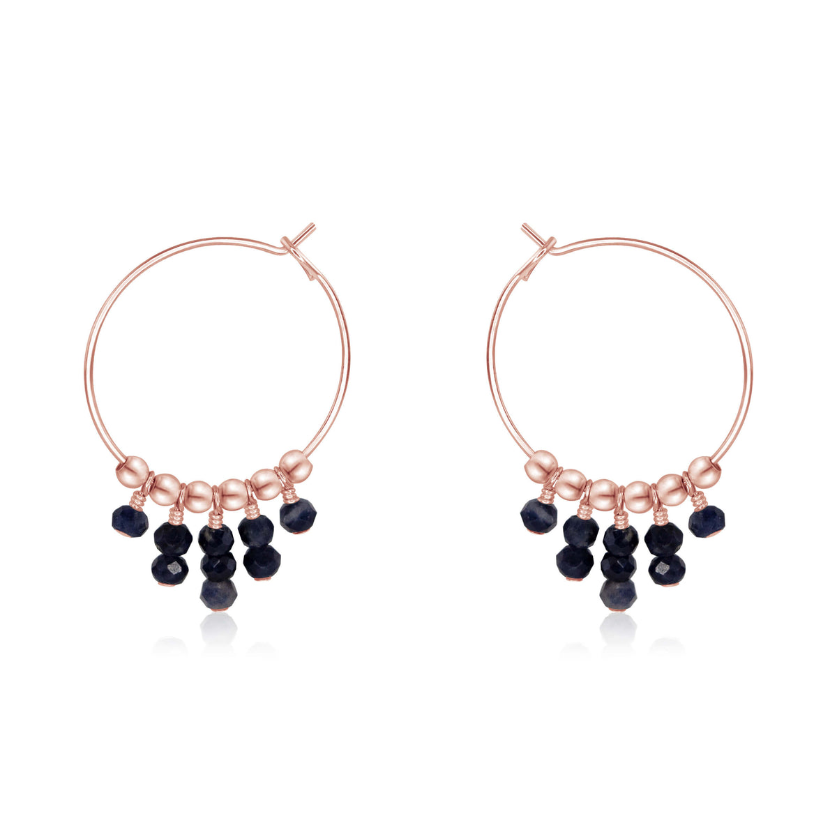 Hoop Earrings - Sapphire - 14K Rose Gold Fill - Luna Tide Handmade Jewellery