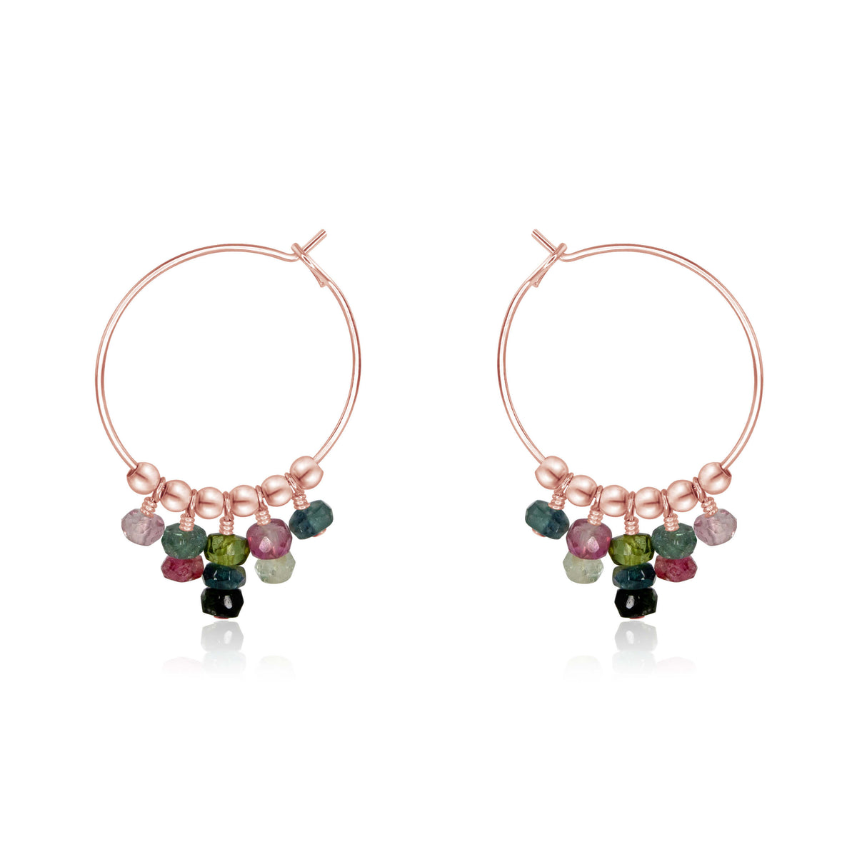 Hoop Earrings - Tourmaline - 14K Rose Gold Fill - Luna Tide Handmade Jewellery