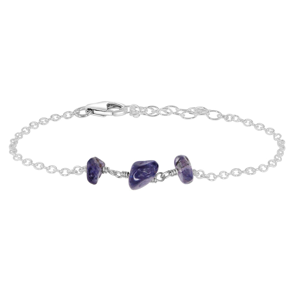 Iolite Beaded Chain Bracelet - Iolite Beaded Chain Bracelet - Sterling Silver - Luna Tide Handmade Crystal Jewellery