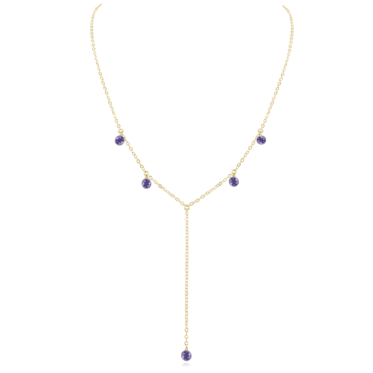 Boho Y Necklace - Iolite - 14K Gold Fill - Luna Tide Handmade Jewellery