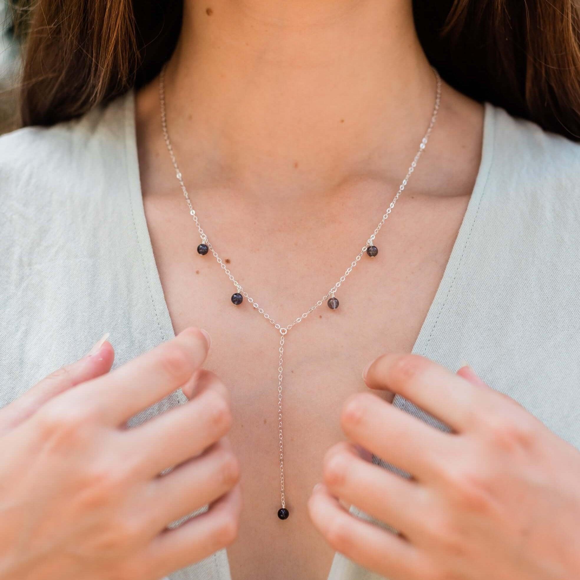 Iolite Boho Lariat Necklace - Iolite Boho Lariat Necklace - 14k Gold Fill - Luna Tide Handmade Crystal Jewellery