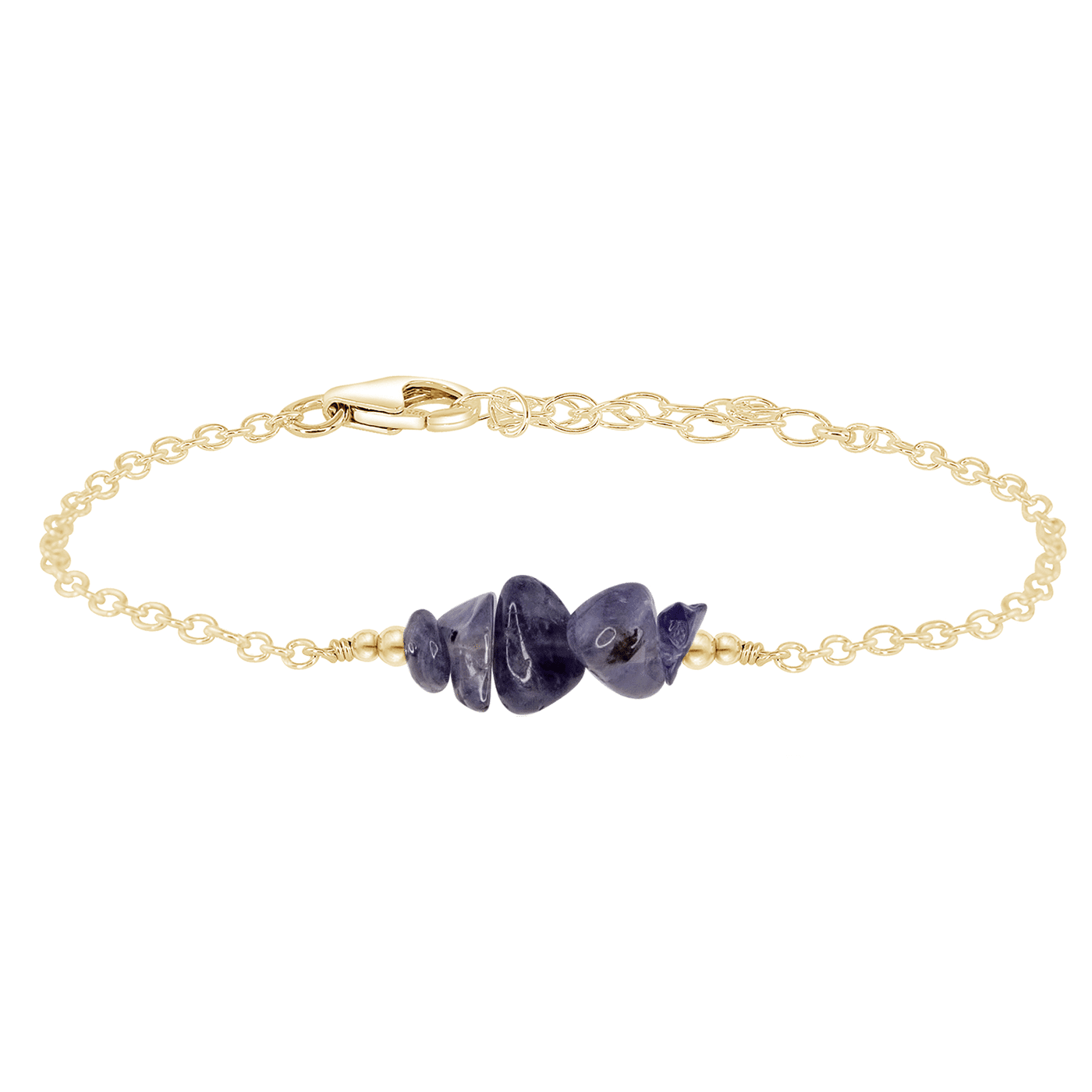 Iolite Chip Bead Bar Bracelet - Iolite Chip Bead Bar Bracelet - 14k Gold Fill - Luna Tide Handmade Crystal Jewellery