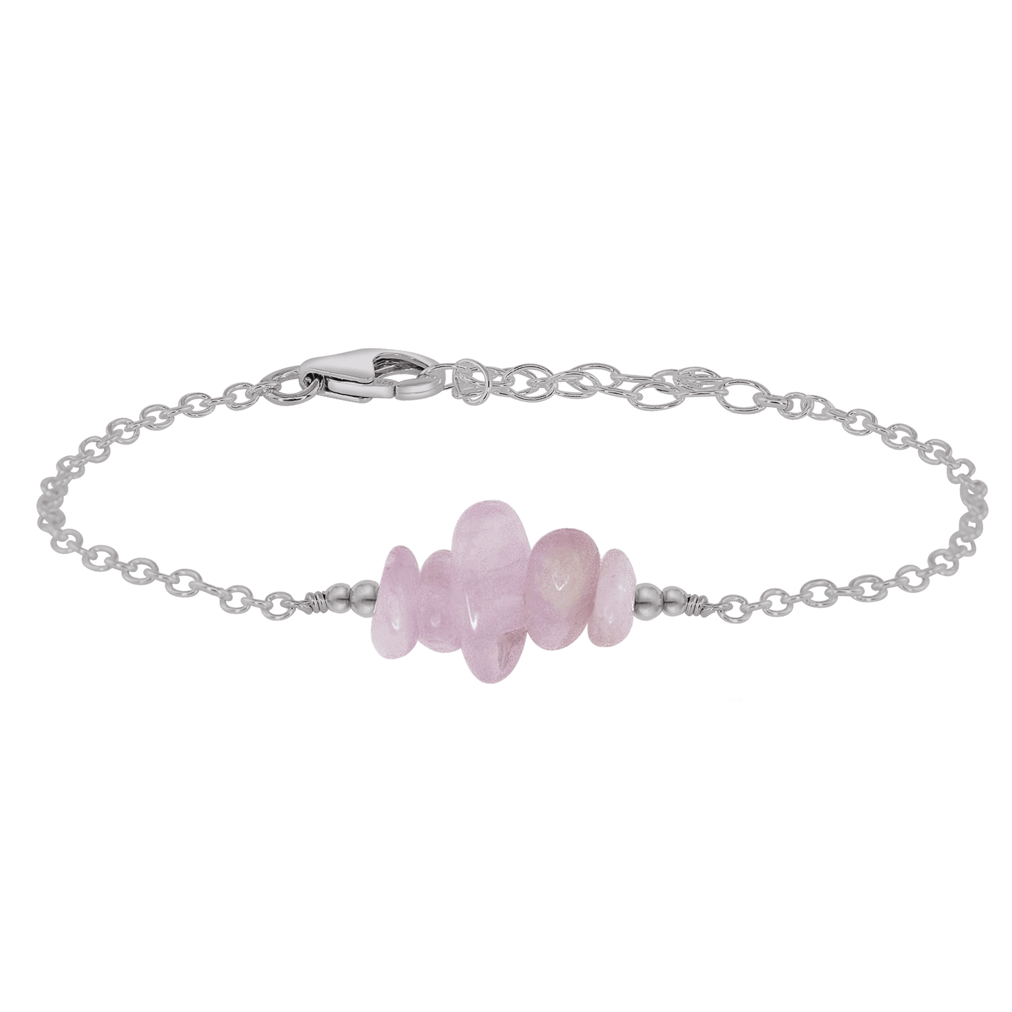 Kunzite Chip Bead Bar Bracelet - Kunzite Chip Bead Bar Bracelet - Stainless Steel - Luna Tide Handmade Crystal Jewellery