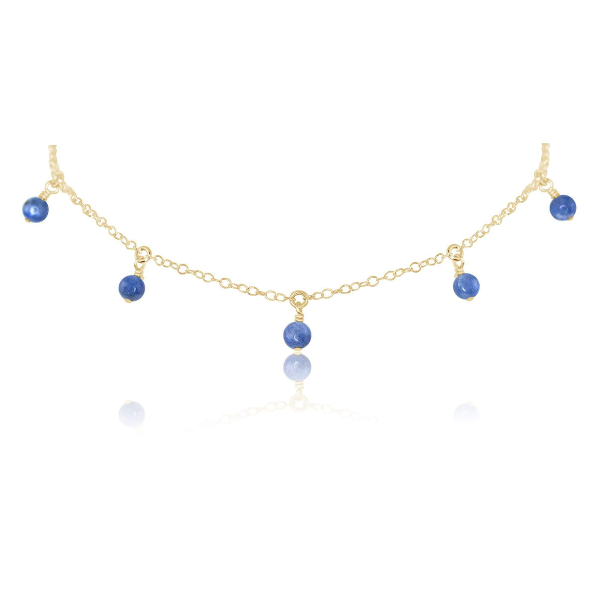Bead Drop Choker - Kyanite - 14K Gold Fill - Luna Tide Handmade Jewellery