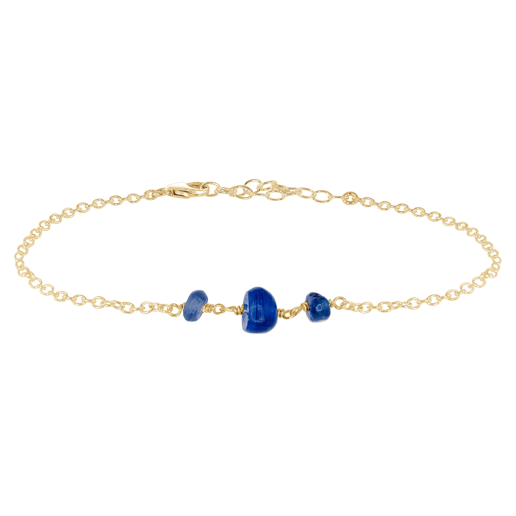 Kyanite Beaded Chain Anklet - Kyanite Beaded Chain Anklet - 14k Gold Fill - Luna Tide Handmade Crystal Jewellery