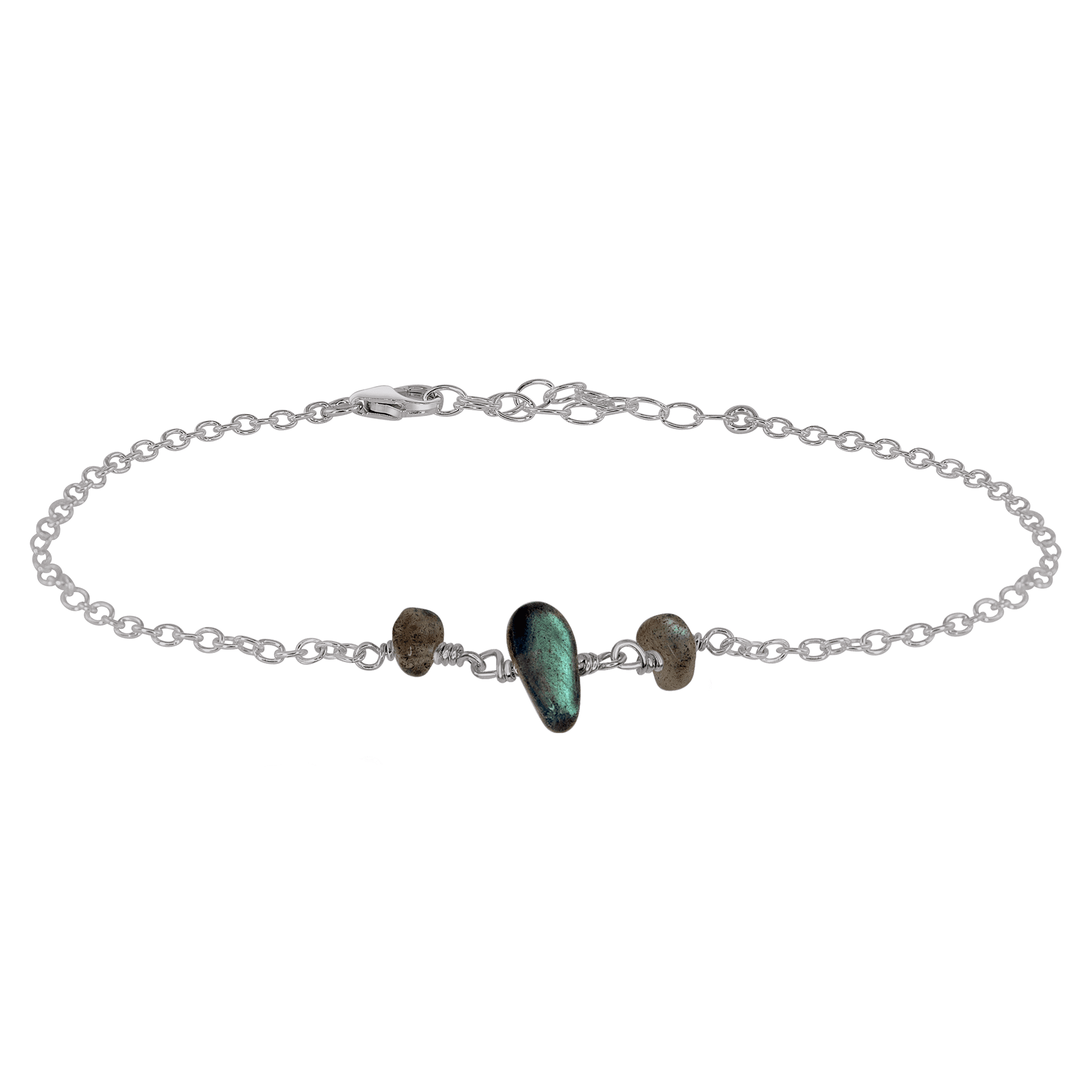 Labradorite Beaded Chain Anklet – Luna Tide - Main Image