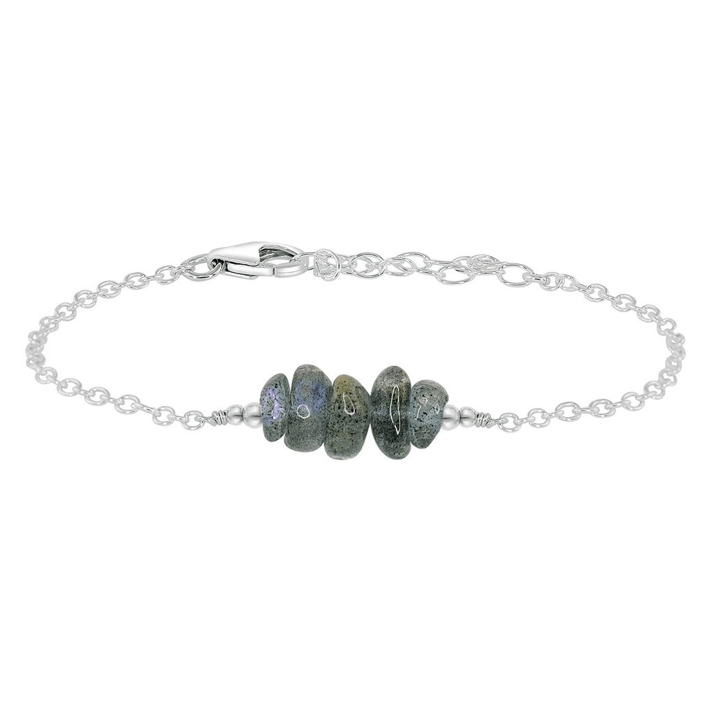 Labradorite Chip Bead Bar Bracelet - Labradorite Chip Bead Bar Bracelet - Sterling Silver - Luna Tide Handmade Crystal Jewellery